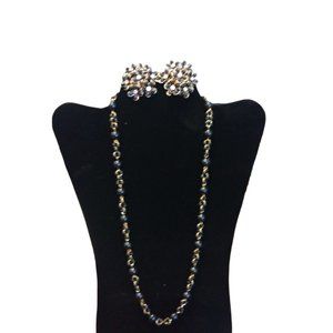 Stamped Necklace and Matching Clip-On Earrings